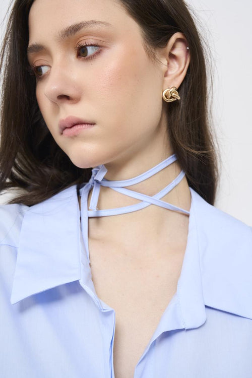 Camicia donna over celeste - 2