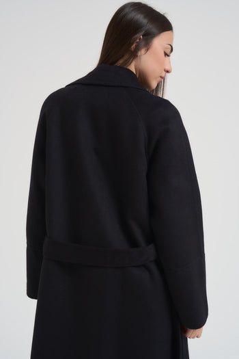 Cappotto donna lungo blu notte - 4