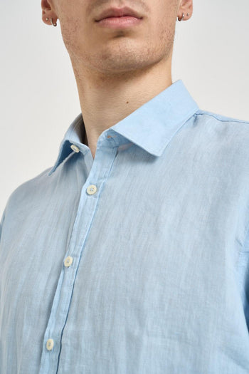 Camicia uomo in lino celeste - 3