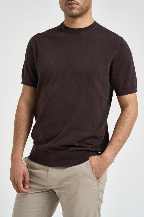T-shirt uomo in maglia marrone