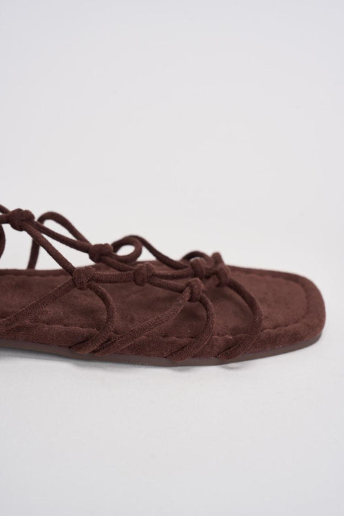 Sandalo donna marrone effetto suede - 2