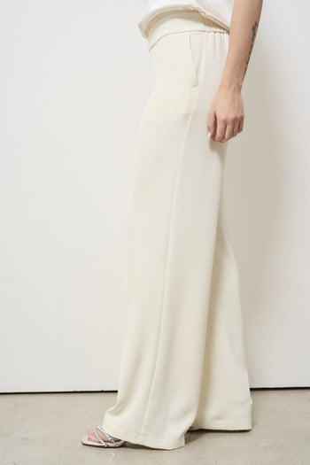 Women's cream palazzo trousers - 4