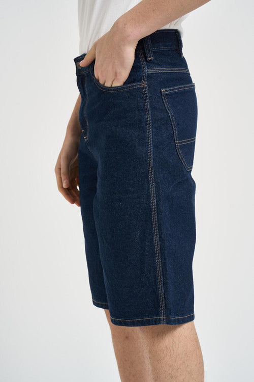 Bermuda uomo in denim blu scuro - 2