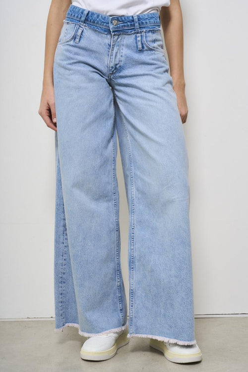 Jeans donna wide-leg in denim chiaro - 2