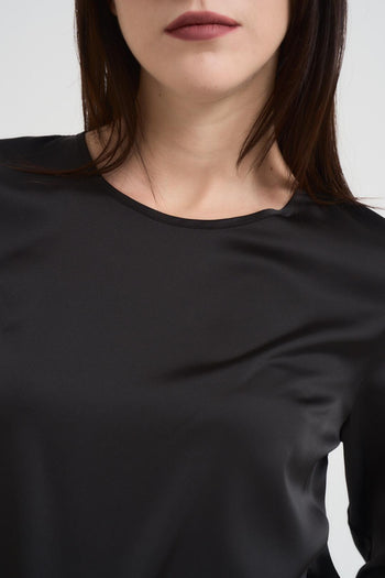 Blusa donna satinata nera - 3