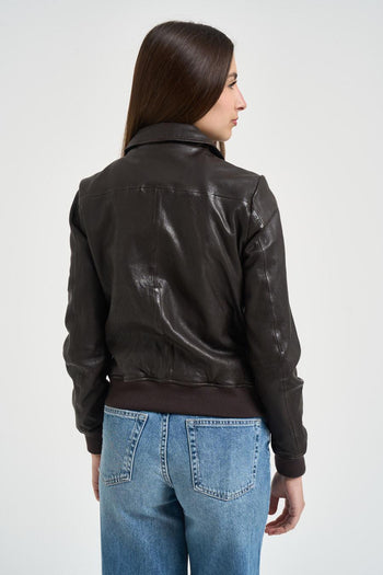 Giacca donna pelle marrone - 3