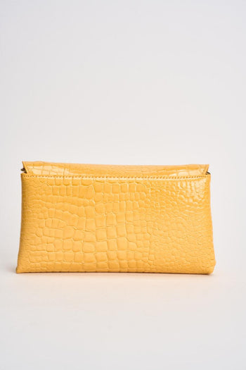 Borsa donna a tracolla in vernice gialla - 4