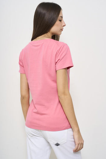 T-shirt donna girocollo rosa - 5