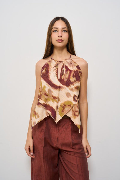 Top donna fantasia multicolor marrone - 2