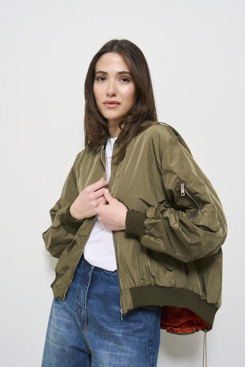 Green women's bomber jacket - 2