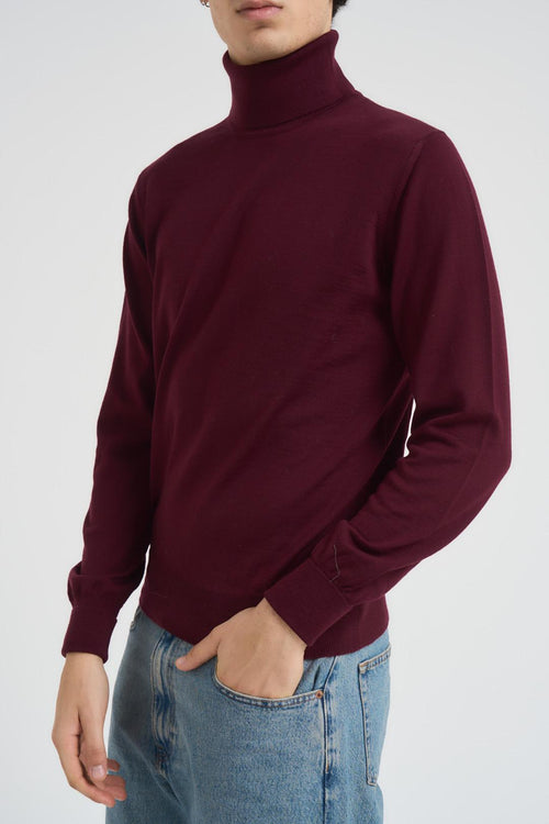 Maglia uomo collo alto bordeaux