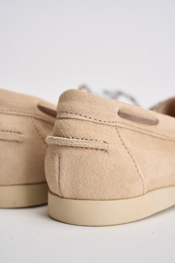 Mocassino donna da barca in suede rosa cipria - 7