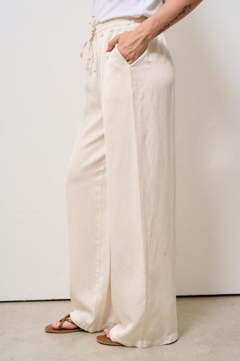 Pantalone donna a palazzo panna - 3