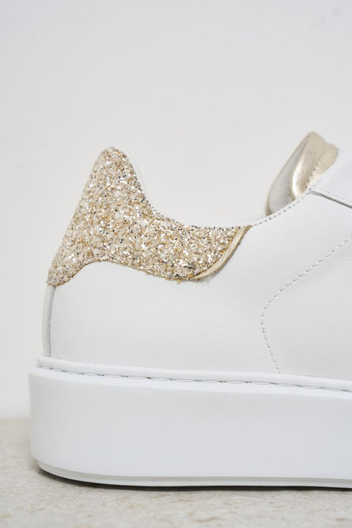Women's leather sneakers with gold rhinestones - 2