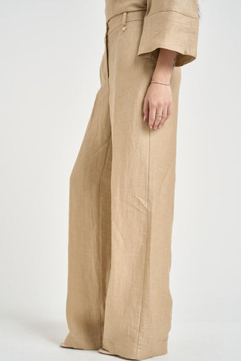 Pantalone donna a gamba dritta sabbia - 3