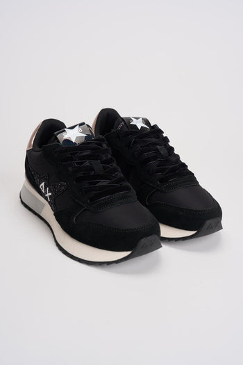 Sneakers donna nera con glitter neri - 3