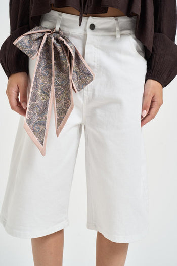Bermuda donna in denim bianco - 4