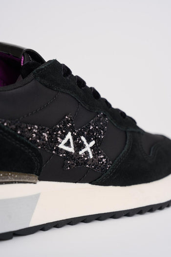 Sneakers donna nera con glitter neri - 8