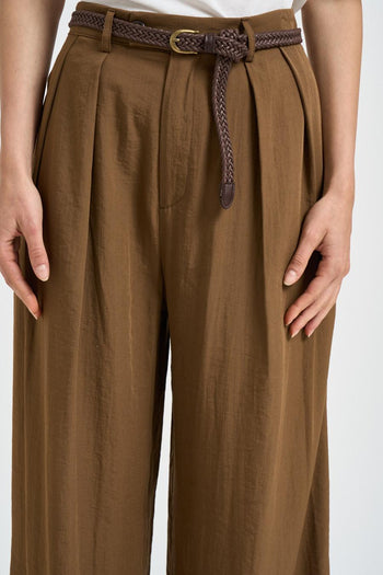 Pantalone donna a palazzo marrone - 4