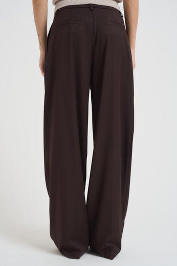 Pantalone ampio donna con pence marrone - 3