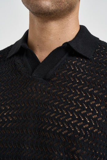 Polo uomo traforata nera - 3