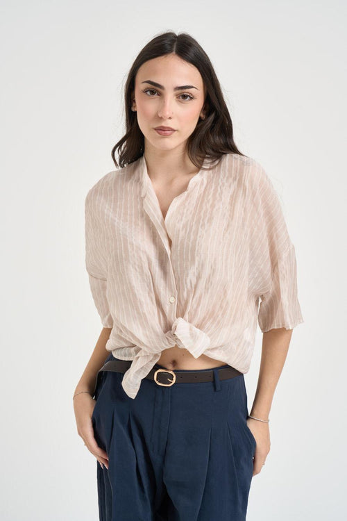 Camicia donna burro a righe sottili