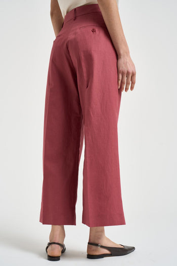 Pantalone donna dritto rosso mattone - 4