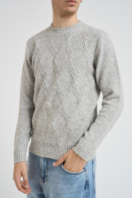 Maglia uomo girocollo a rombi grigio chiaro