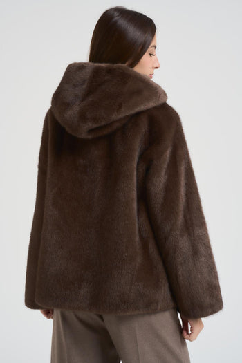 Ecopelliccia donna con cappuccio moro - 3