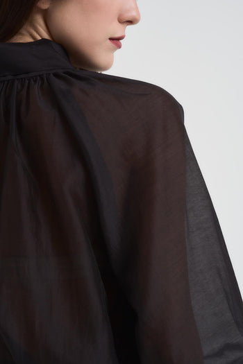 Blusa donna con fiocco nera - 5
