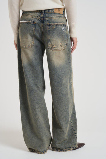 Jeans donna a palazzo in denim slavato - 5