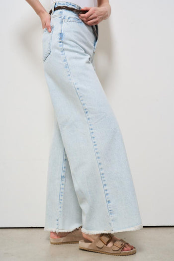 Jeans donna a palazzo in denim chiaro - 5