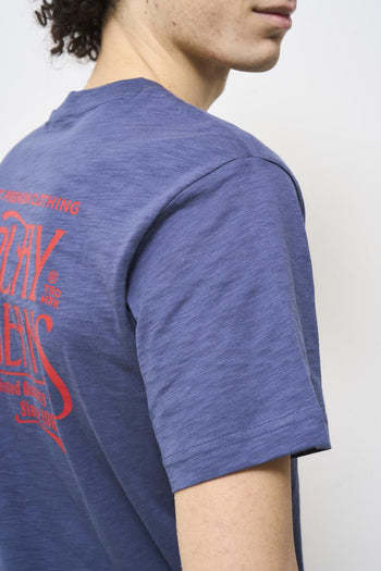 T-shirt uomo girocollo blu vintage - 6