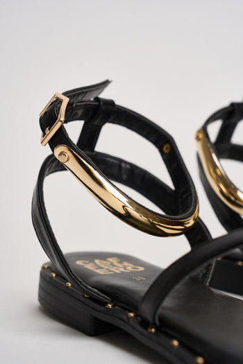 Sandalo donna nero con anello oro - 5