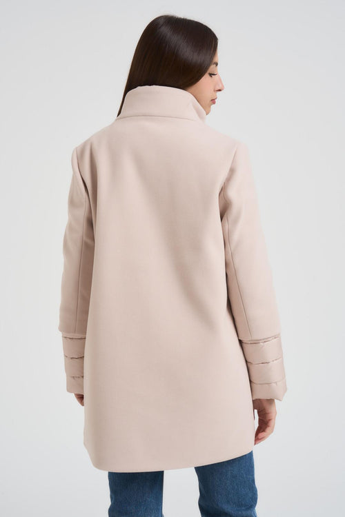 Cappotto donna con pettorina staccabile beige - 2