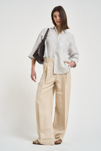 Pantalone donna ampio Veliero beige - 5