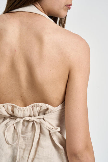 Top donna in lino sabbia - 5