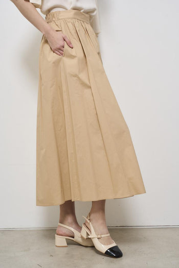 Women's beige poplin midi skirt - 6