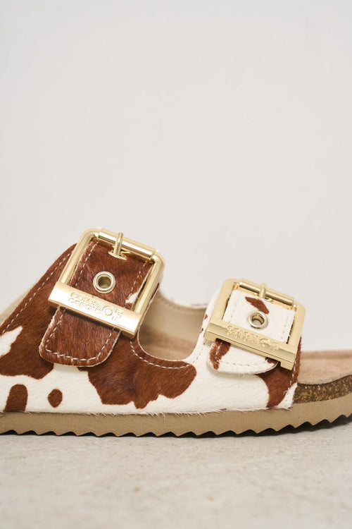 Brown and white cow women's sandal - 2