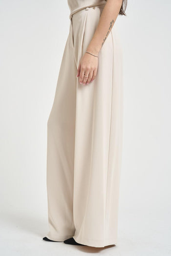 Pantalone donna ampio panna - 3