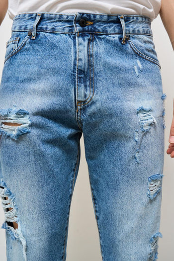 Jeans uomo regular in denim con rotture - 6