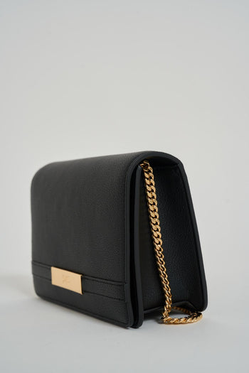 Borsa donna nera a tracolla dorata - 4