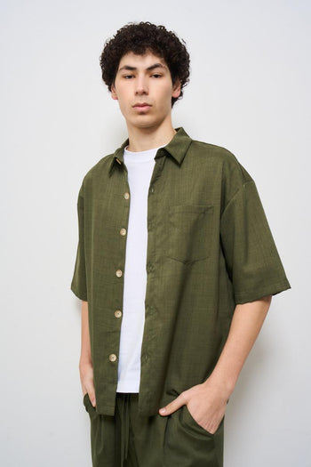 Camicia uomo verde militare - 3