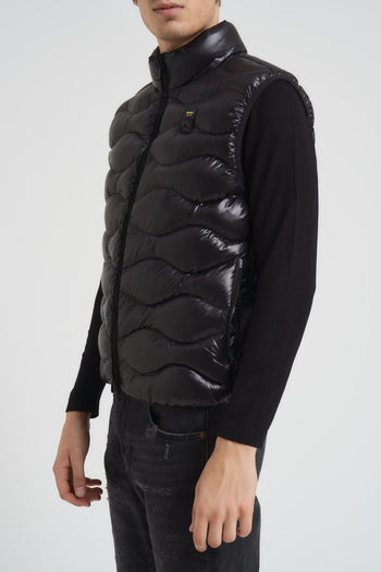 Gilet uomo trapuntato a onde blu - 3