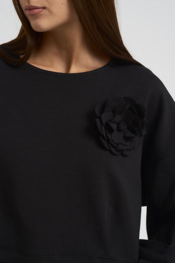 Felpa donna cropped grigio chiaro - 3