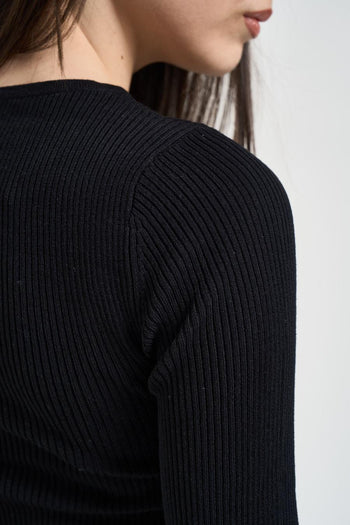 Maglia donna a costine nera - 5