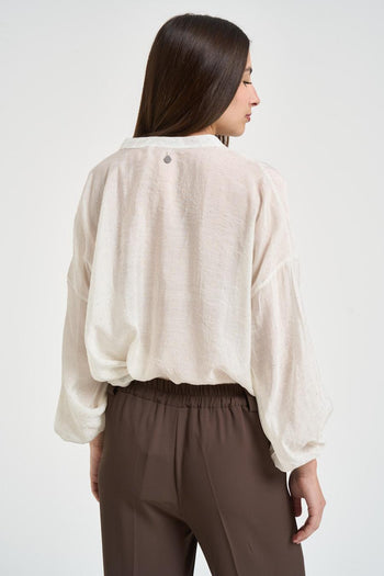 Camicia donna con strass bianca - 3