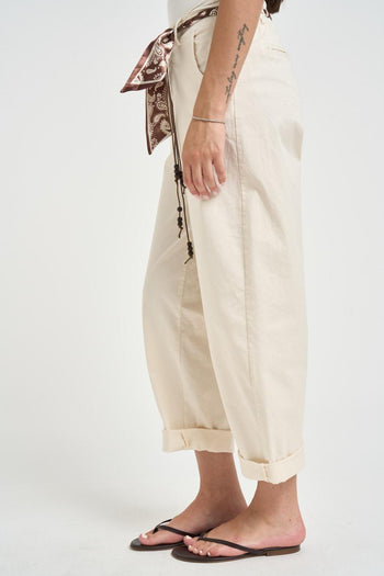 Pantalone donna bianco burro - 3