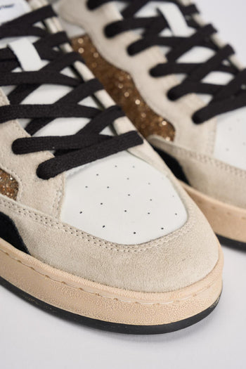 Sneakers donna bianca e glitter dorati - 4