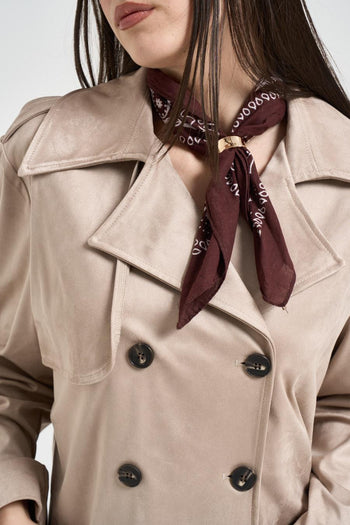 Trench donna cropped in suede beige - 4